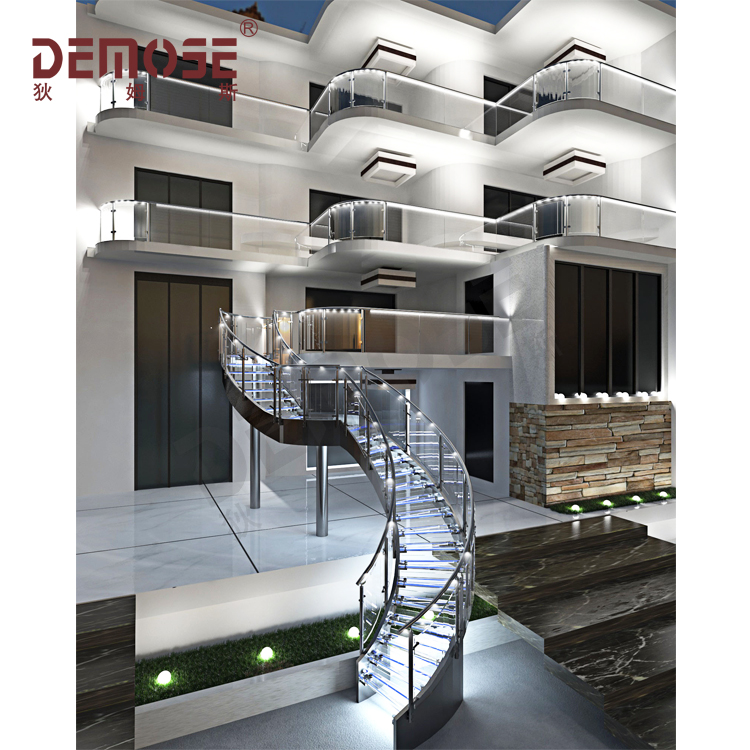 美國(guó)LED燈光護(hù)欄玻璃樓梯工程