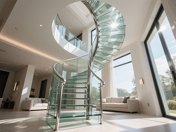 不銹鋼玻璃旋轉(zhuǎn)樓梯定制全解析